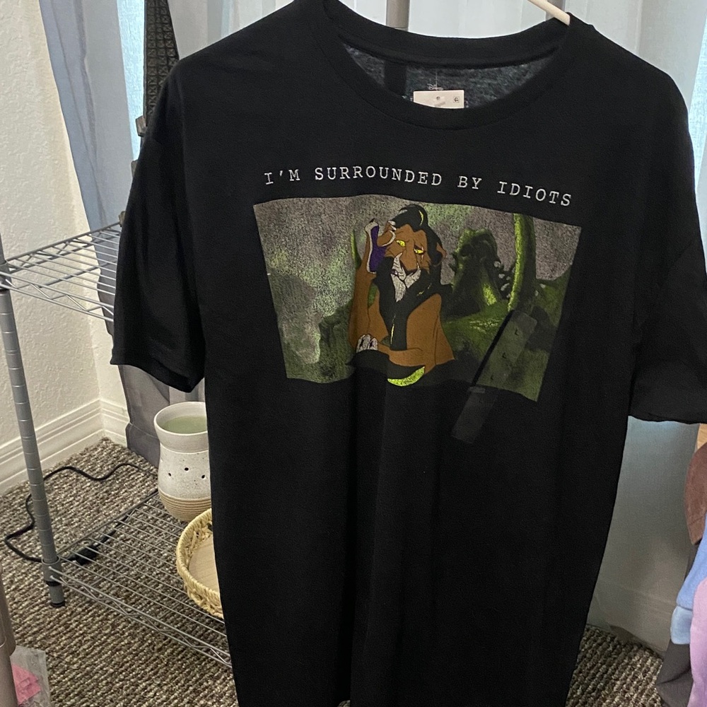 Disney Black T-Shirt with Lion Character Graphic